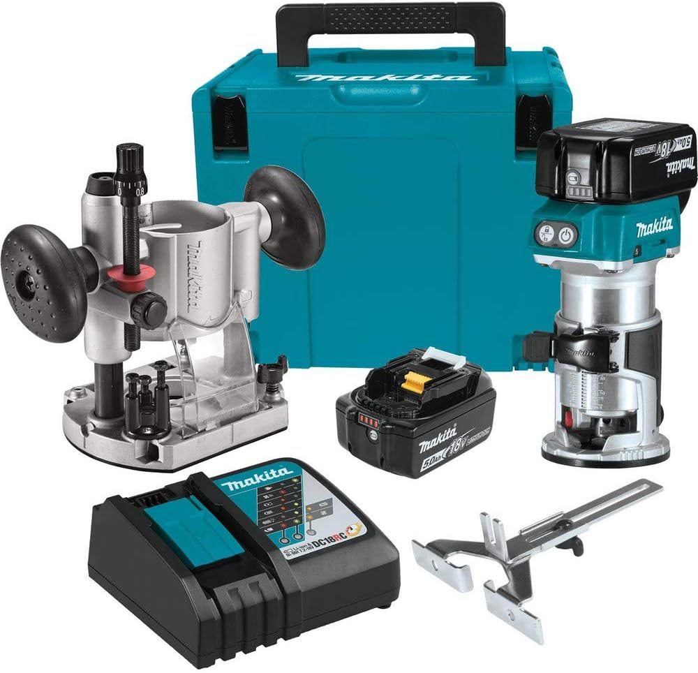 Makita XTR01T7 router kit with batteries